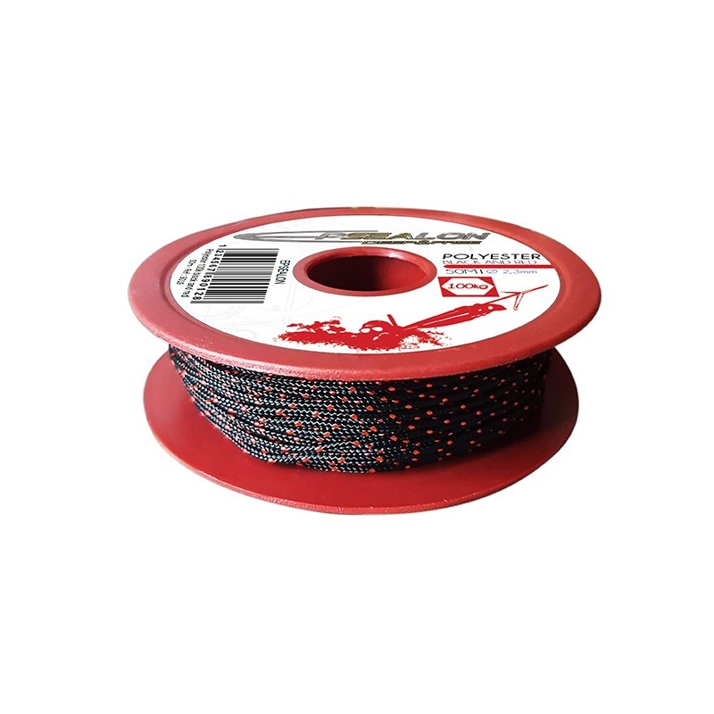 Polyester 100K negro/rojo - 1,6mm/50m (100 DaN)