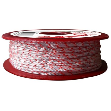 Polyester 100K blanc/rouge - 1,6mm/50m (100 DaN)