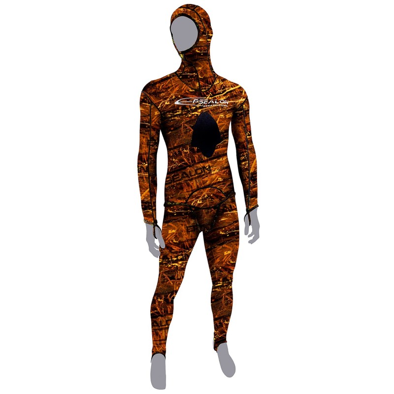 Ensemble chasse sous marine - Rash suit Brown fusion (lycra intégral)