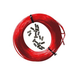 Kit 25m mono line nylon red + 10pcs Sleeves black