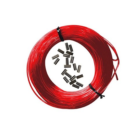Kit 25m mono line nylon RED + 10pcs Sleeve black