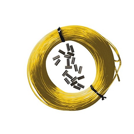Kit 25m mono-fil nylon jaune + 10pcs Sleeve noires