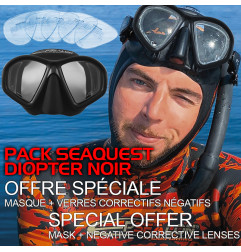 Pack Seaquest Diopter black mask + negative corrective lenses