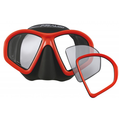 Mask Seaquest orange + fat strap (for corrective lenses)