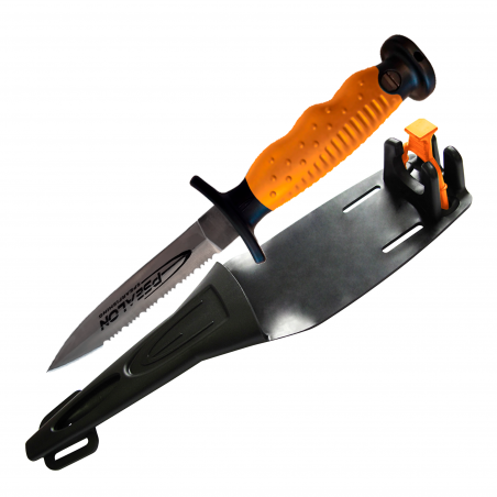 Dague SILEX orange inox lame courte