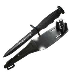 Daga SILEX Titanium Negra con Hoja Larga para Pesca Submarina