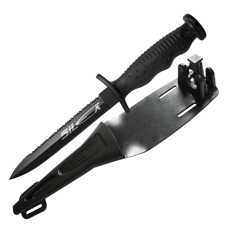 Dague SILEX Titanium Noire à Lame Longue pour Chasse Sous-Marine Dague SILEX Titanium Noire à Lame Longue pour Chasse Sous-Marine